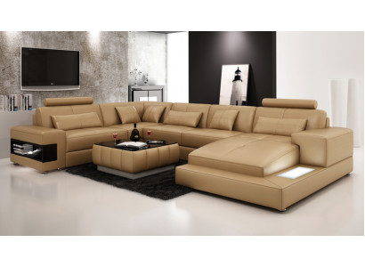 Sofa skórzana XXL na USB, Żywy krajobraz Narożnikowa kanapa Sofa Design Ustawić narożnik Nowość