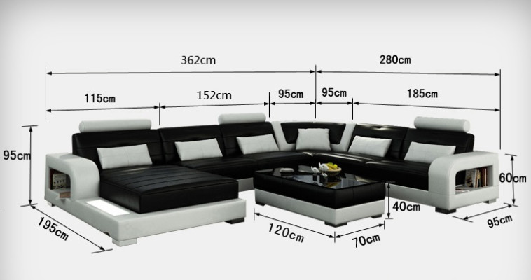 Sofa Narożnikowa kanapa Design Żywy krajobraz z Półką Podkładka Siedziba Ustawić Skórzana sofa USB