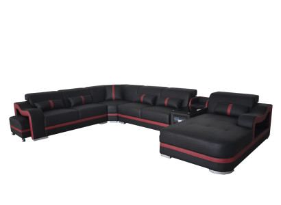 Skóra Couch Podkładka Ustawić Siedziba Design Nowoczesna Narożnik Sofa z USB Żywy krajobraz