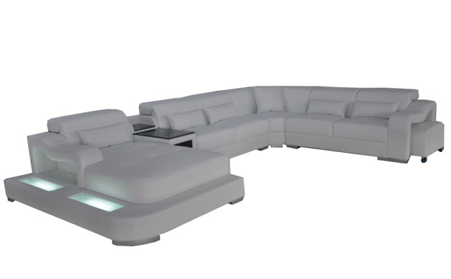 Skóra Couch Podkładka Siedziba Design Narożnik Ustawić Sofa Żywy krajobraz + Light + USB