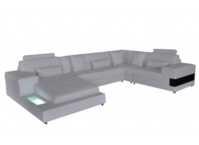 Skórzana Sofa Kanapa Żywy krajobraz Narożnik Ustawić Design Nowoczesna Sofa Kształt U z USB