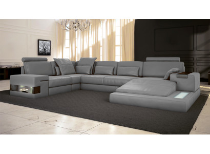 Sofa skórzana Sofa USB Design Sofa U Shape Żywy krajobraz Couch Podkładka Narożnikowa kanapa New LED