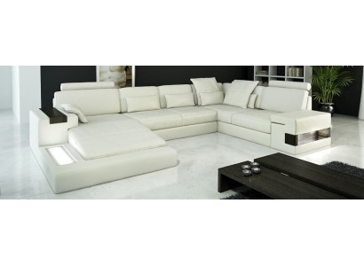 Design skórzana sofa sofa kanapa Podkładka Żywy krajobraz XXL Big Narożnikowa kanapa Narożnik z USB