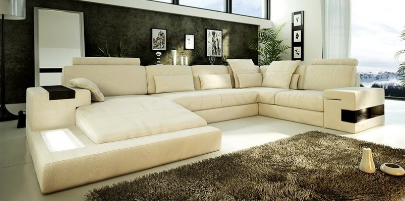 Duża Sofa Żywy krajobraz Skórzana Sofa Podkładka Siedziba Narożnik Couch Ustawić Sofy z USB