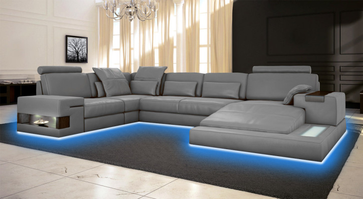 Duża Sofa Żywy krajobraz Skórzana Sofa Podkładka Siedziba Narożnik Couch Ustawić Sofy z USB