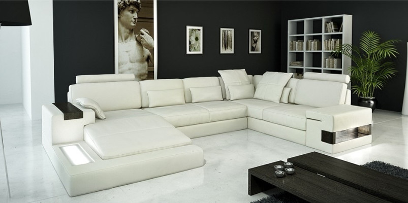 Narożnikowa kanapa Sofa skórzana Sofa USB Podkładka Ustaw Form XXL Duże sofy Żywy krajobraz