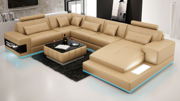 Skórzana Sofa Kanapa Żywy krajobraz Modern Narożnikowa kanapa Narożnik Decor Ustawić Design