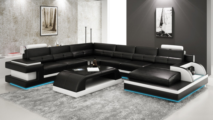 Skórzana sofa kanapa Żywy krajobraz Narożnik kanapa Narożnik Ustaw Design Modern Sofa L6017