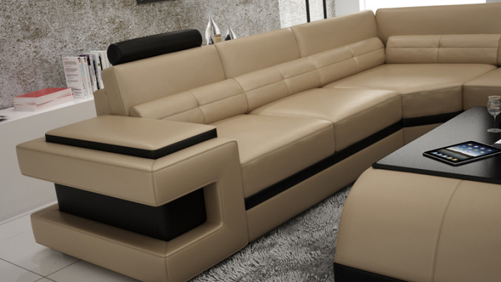 Skórzana sofa kanapa Żywy krajobraz Narożnik kanapa Narożnik Ustaw Design Modern Sofa L6017