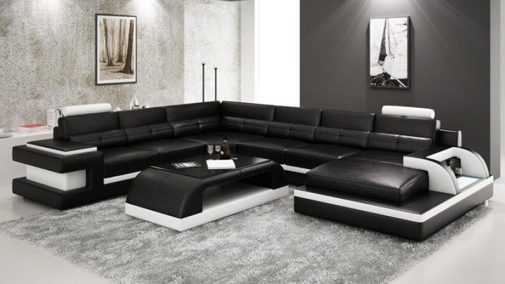 Skórzana sofa kanapa Żywy krajobraz Narożnik kanapa Narożnik Ustaw Design Modern Sofa L6017