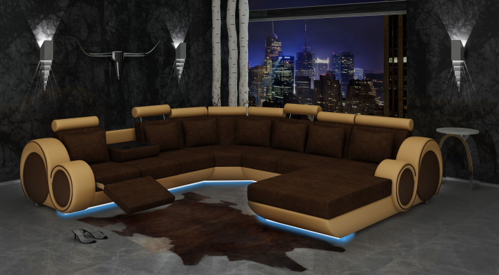 Włókienniczy SOFA XXL Żywy krajobraz Materiał KANAPA DUŻA SOFA TAPICEROWANA NAROŻNIK Narożnikowa kanapa NOWOŚĆ