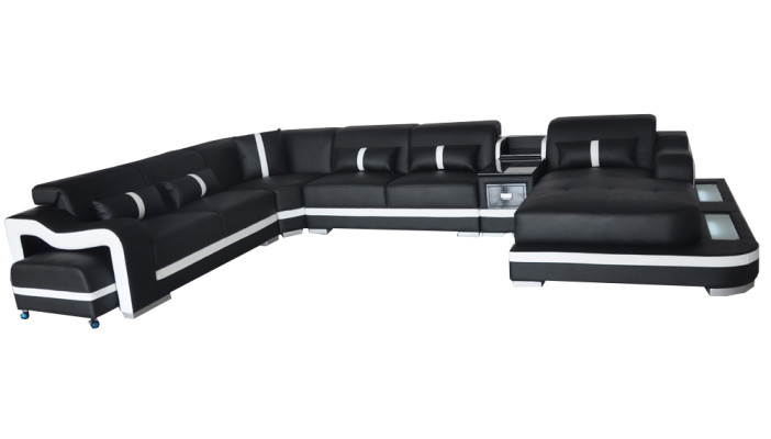 Skóra Couch Podkładka Siedziba Design Nowoczesny Narożnik Ustaw Sofa Żywy krajobraz U kształt
