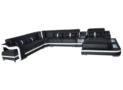 Skóra Couch Podkładka Siedziba Design Nowoczesny Narożnik Ustaw Sofa Żywy krajobraz U kształt