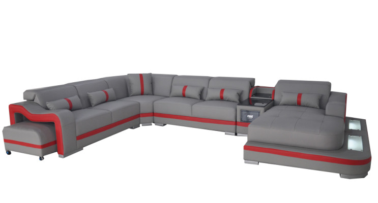 Skóra Couch Podkładka Siedziba Design Nowoczesny Narożnik Ustaw Sofa Żywy krajobraz U kształt