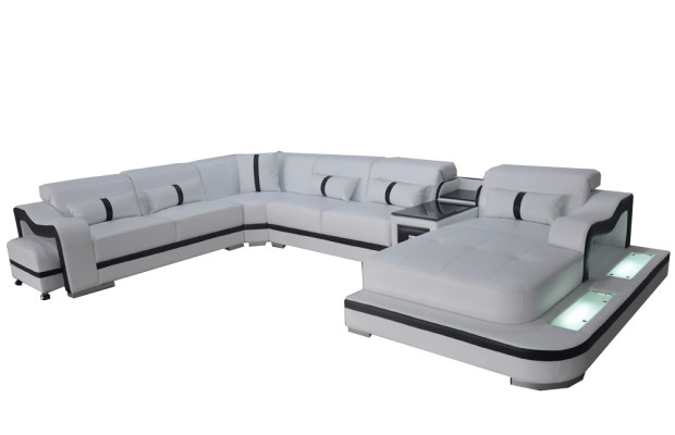 Skóra Couch Podkładka Siedziba Design Nowoczesny Narożnik Ustaw Sofa Żywy krajobraz U kształt