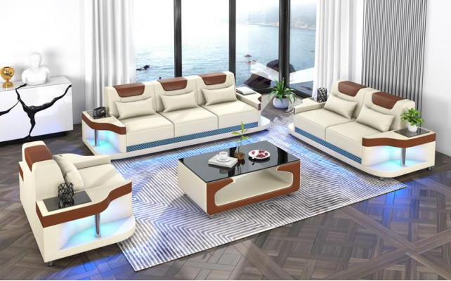 Zestaw sofowy 3+2+1 miejsce do siedzenia Zestaw Design Sofa Podkładka Kanapy Zestaw do salonu Skóra