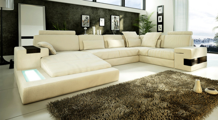 Skóra Design Sofa Kanapa Podkładka Narożnikowa kanapa Ustawić Żywy krajobraz Narożnikowa kanapa XXL Narożnik