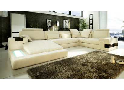 Sofa skórzana Sofa designerska U Shape Żywy krajobraz Couch Podkładka Narożnikowa kanapa Ustawić Nowość