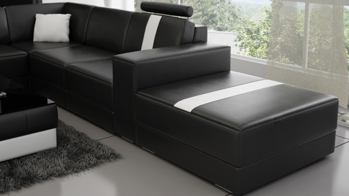 Skórzana sofa Kształt U Couch Żywy krajobraz Narożnikowa kanapa Ustawić Design Modern Sofa K5010