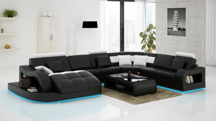 Skórzana sofa kanapa Żywy krajobraz Narożnik kanapa Narożnik Ustaw Design Nowoczesna Sofa L6015B