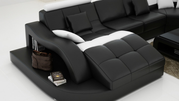 Skórzana sofa kanapa Żywy krajobraz Narożnik kanapa Narożnik Ustaw Design Nowoczesna Sofa L6015B