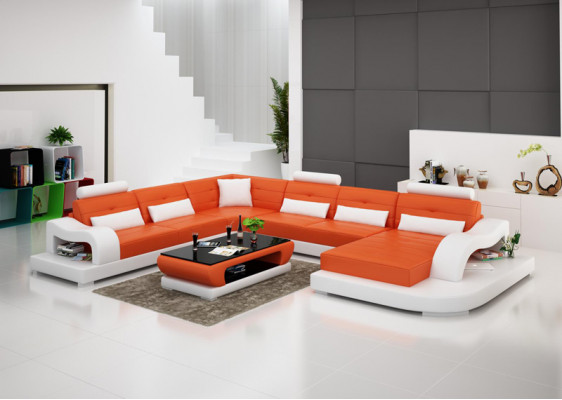 Sofa skórzana kanapa Żywy krajobraz Narożnik kanapa Narożnik Ustaw Design Nowoczesna Sofa G8005 Nowość
