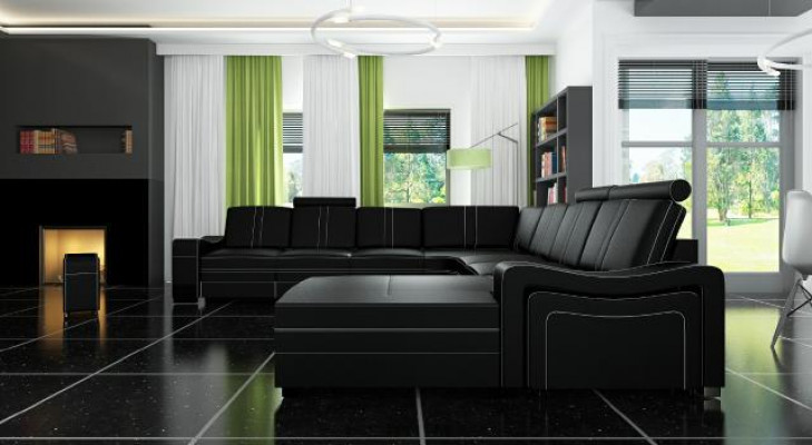 Skórzana sofa z USB Żywy krajobraz Narożnikowa kanapa Nowa sofa Ustaw XXL skórzana sofa kanapa