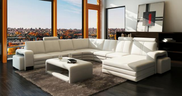 Skórzana sofa z USB Żywy krajobraz Narożnikowa kanapa Nowa sofa Ustaw XXL skórzana sofa kanapa