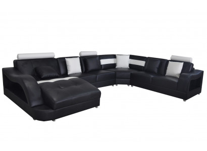 Skóra Sofa z USB Żywy krajobraz Narożnik Ustawić Design Nowoczesne sofy UForm Couches