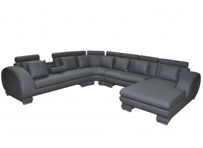 Narożnik Skóra Sofa Kanapa Podkładka Siedziba Żywy krajobraz Design XXL Kształt U