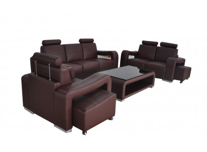 3+2+1 Ustawić Skóra Sofa Kanapa Podkładka Kanapy Sofy Luksus Nowy Żywy krajobraz
