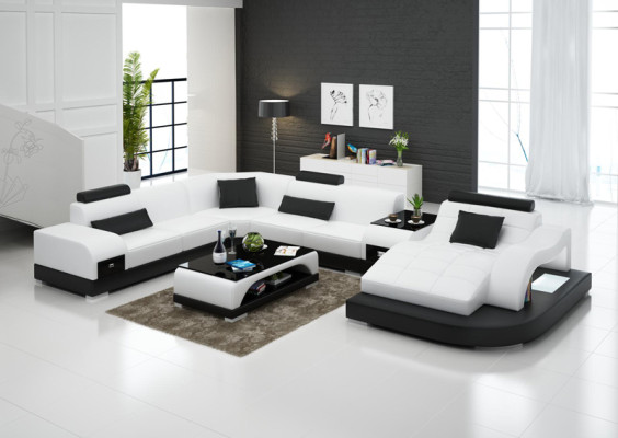 Skóra Narożnik Sofa Narożnik Żywy krajobraz Ustaw Design Modern Couch Sofy UForm G8009