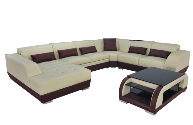 Skóra Sofa Kanapa Podkładka Narożnik Projektant Żywy krajobraz Obcios Narożnik Nowy Ustawić