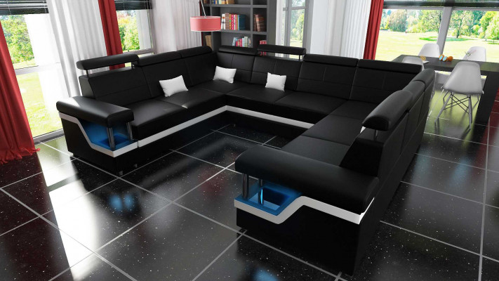 Żywy krajobraz Narożnikowa kanapa z USB U Shape Sofa Couch Podkładka Siedziba Ustawić XXL Nowość