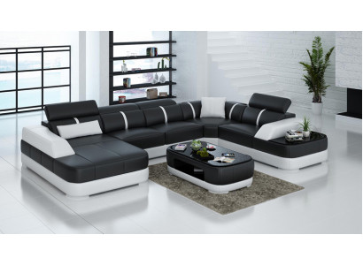 Skórzana sofa Podkładka Siedziba Narożnik Sofa Ustawić Żywy krajobraz Salon Kanapa na USB