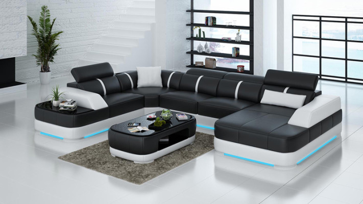 Skórzana sofa Podkładka Siedziba Narożnik Sofa Ustawić Żywy krajobraz Salon Kanapa na USB