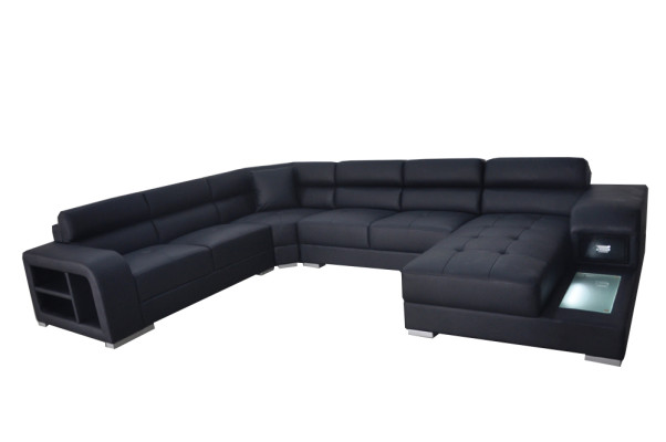 Skórzana Sofa Kanapa Żywy krajobraz Design Ustawić Nowoczesną Sofę Narożnik Kształt U z USB
