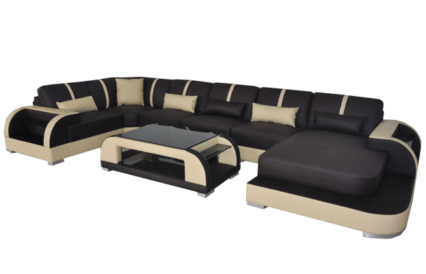 Skóra Couch z USB,Podkładka Siedziba Ustawić Modern Design Żywy krajobraz Sofas
