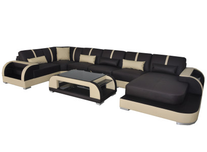 Skóra Couch z USB,Podkładka Siedziba Ustawić Modern Design Żywy krajobraz Sofas
