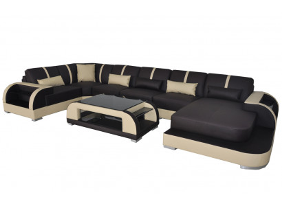 Skóra Couch z USB,Podkładka Siedziba Ustawić Modern Design Żywy krajobraz Sofas