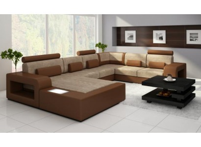 Żywy krajobraz Sofa z USB,Zestaw sofowy Material Włókienniczy Skóra Sofa z Oświetleniem