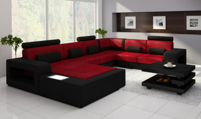 Żywy krajobraz Sofa z USB Zestaw sofowy Material Włókienniczy Skóra Sofa z Oświetleniem