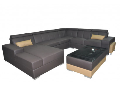 Narożnik Skóra Modern XXL Couch Żywy krajobraz Skórzana Sofa Sofa Kształt U C4010 Tabela New