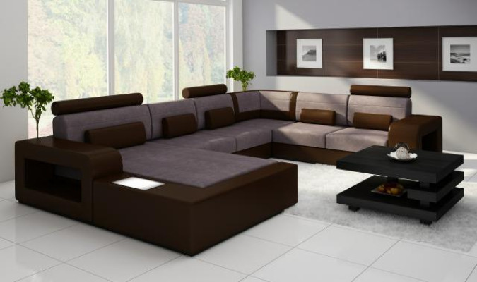 Sofa Zestaw sofowy Materiał Włókienniczy Skóra Sofa z Oświetleniem Żywy krajobraz Couch !