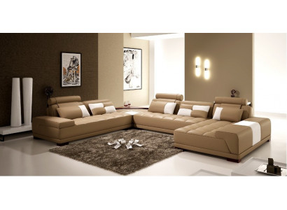 Skórzana sofa z USB Sofa Podkładka Siedziba Narożnik Żywy krajobraz Couch Zestaw narożny PH376
