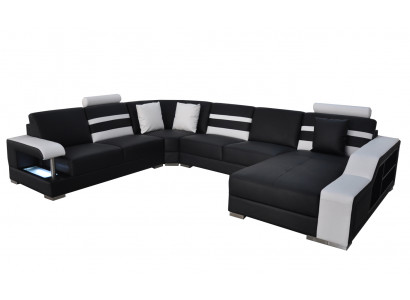 Narożnik Sofa z USB Podkładka Siedziba Skóra Kanapa Sofy Kanapy Ustawić Żywy krajobraz