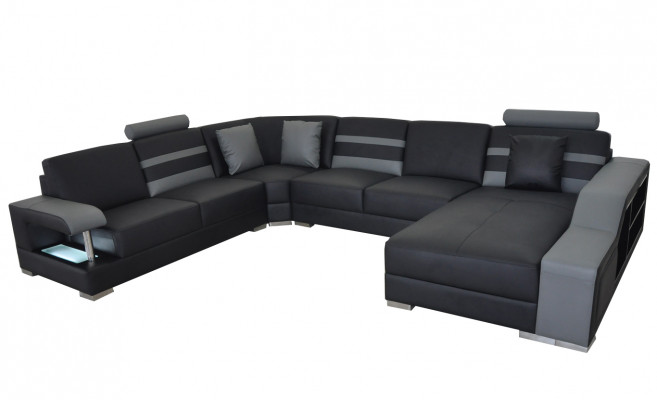 Narożnik Sofa z USB Podkładka Siedziba Skóra Kanapa Sofy Kanapy Ustawić Żywy krajobraz