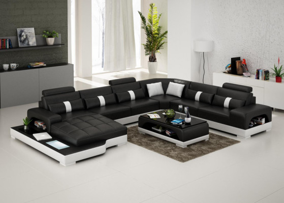 Skórzana sofa Kanapa Żywy krajobraz Narożnik Narożnikowa kanapa Sofa Modern Design Ustawić