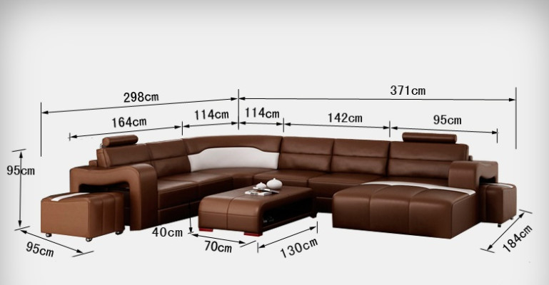 Skórzana sofa kanapa Żywy krajobraz Narożnikowa kanapa Narożnik Ustaw Design Modern Sofa
