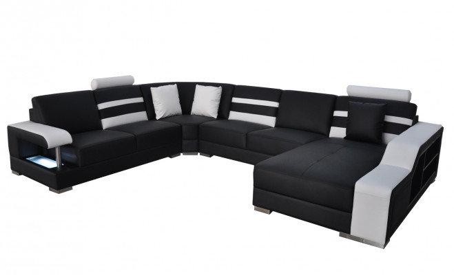 Narożnik Sofa Podkładka Siedziba Skóra Kanapa Sofy Kanapy Ustawić U Form Żywy krajobraz